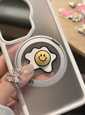 韩国进口AZNAVOUR AZ卡通黄色笑脸荷包蛋煎蛋太阳蛋手机配饰贴纸
