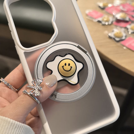 韩国进口AZNAVOUR AZ卡通黄色笑脸荷包蛋煎蛋太阳蛋手机配饰贴纸