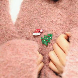 饰品圣诞节红色圣诞帽深绿圣诞树胸针 韩国进口 AZNAVOUR