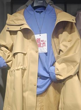 探路者2025春季新款女式防水抽绳收腰户外风衣外套TAYYAN82507