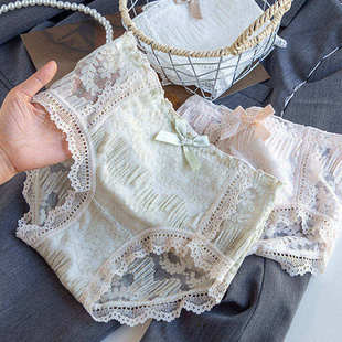 衩春夏 三角裤 性感蕾丝无痕女士内裤 花边少女蝴蝶结中腰包臀大码