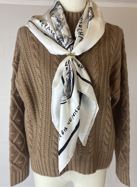 重磅羊绒绞花羊绒衫两件特价卡其色160/84A白色165/88A