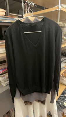 英国J品牌羊绒衫 V领 黑色100%cashmere 打底衫