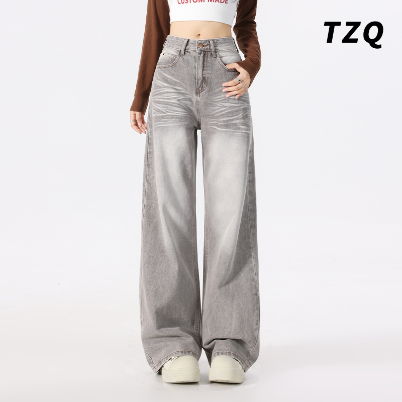 时尚百搭高腰显瘦宽松垂感直筒裤