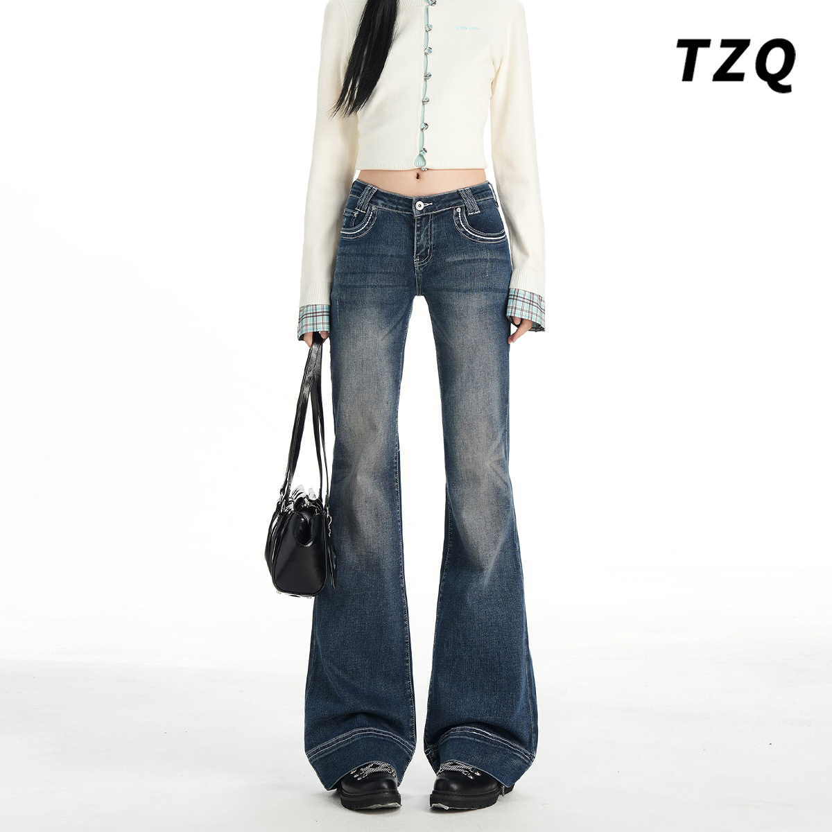 新款修身显瘦不贴腿喇叭马蹄裤子