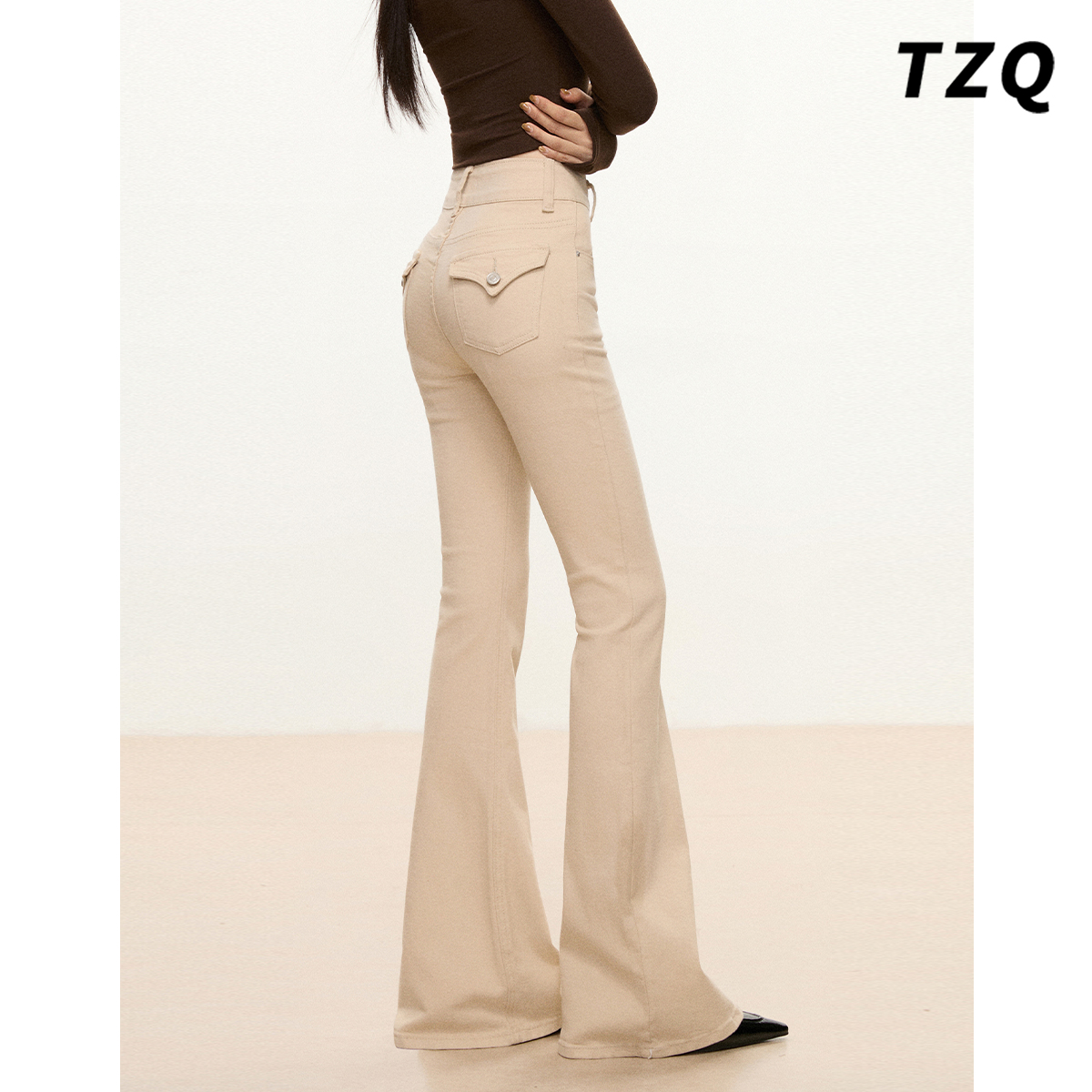 冬季高腰修身紧身显瘦弹力喇叭裤