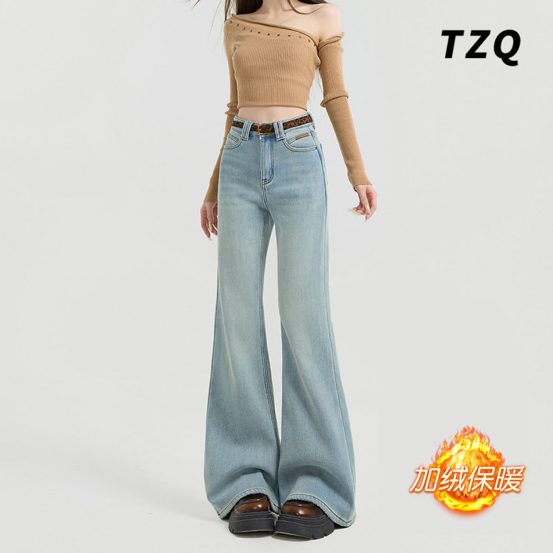 加绒百搭宽松显瘦微喇拖地裤子冬