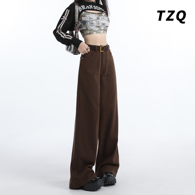 高腰显瘦时尚休闲宽松拖地直筒裤