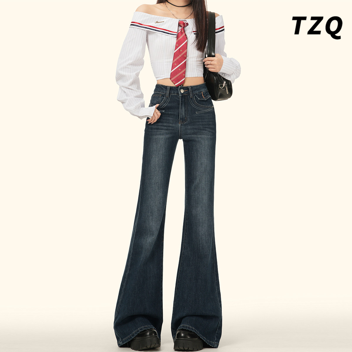 春季设计感宽松显瘦不贴腿喇叭裤