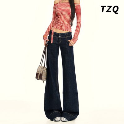 美式辣妹显瘦不贴腿垂感喇叭裤子