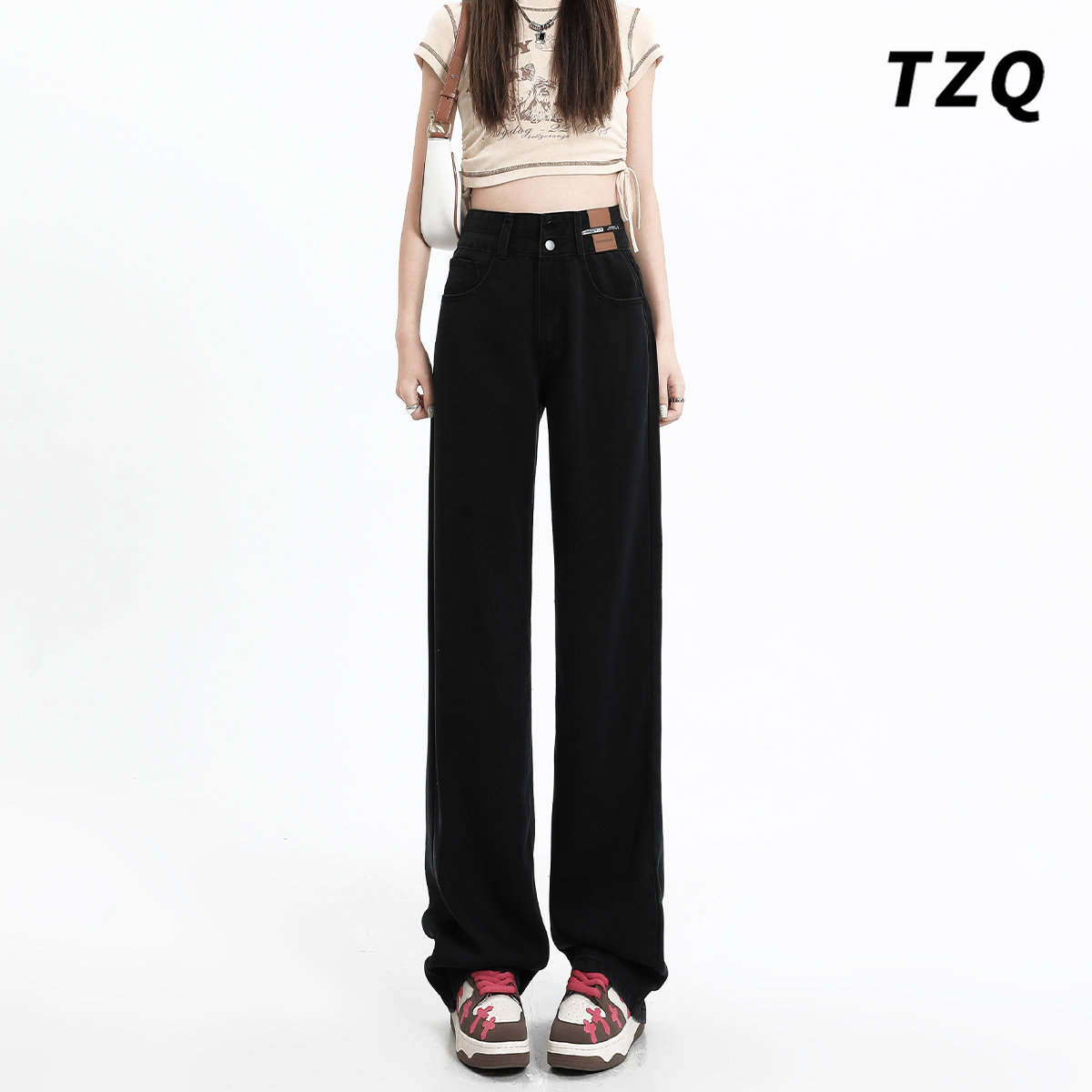 夏季小个子百搭宽松显瘦直筒裤子