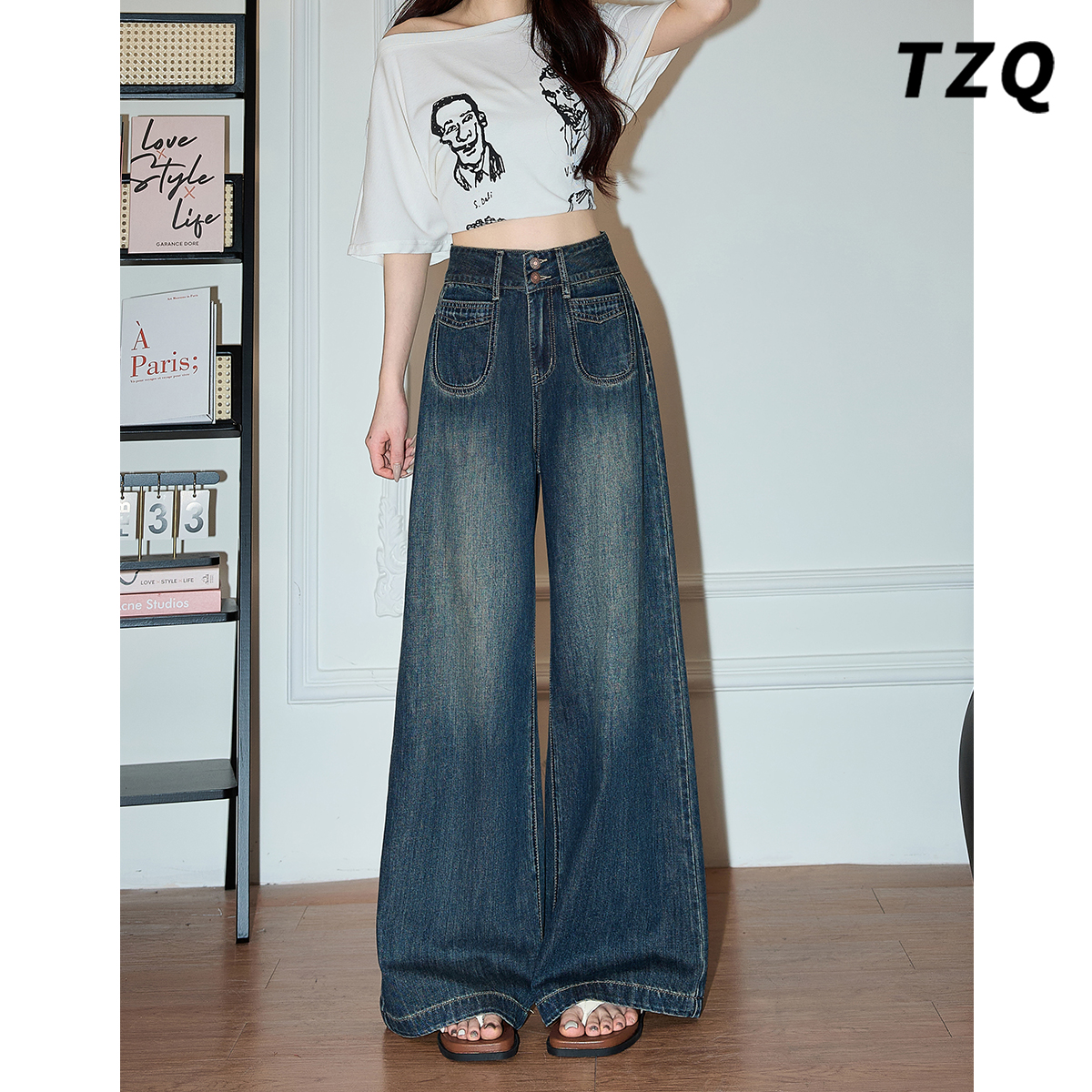 慵懒高级感宽松显瘦垂感拖地裤子