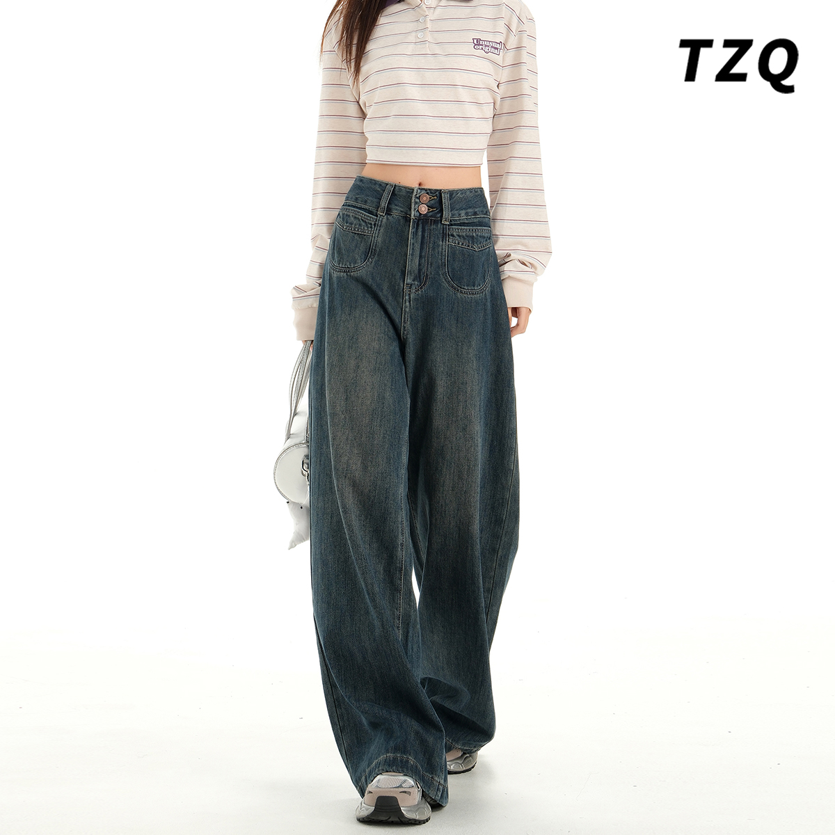 高腰时尚百搭宽松显瘦拖地裤子冬