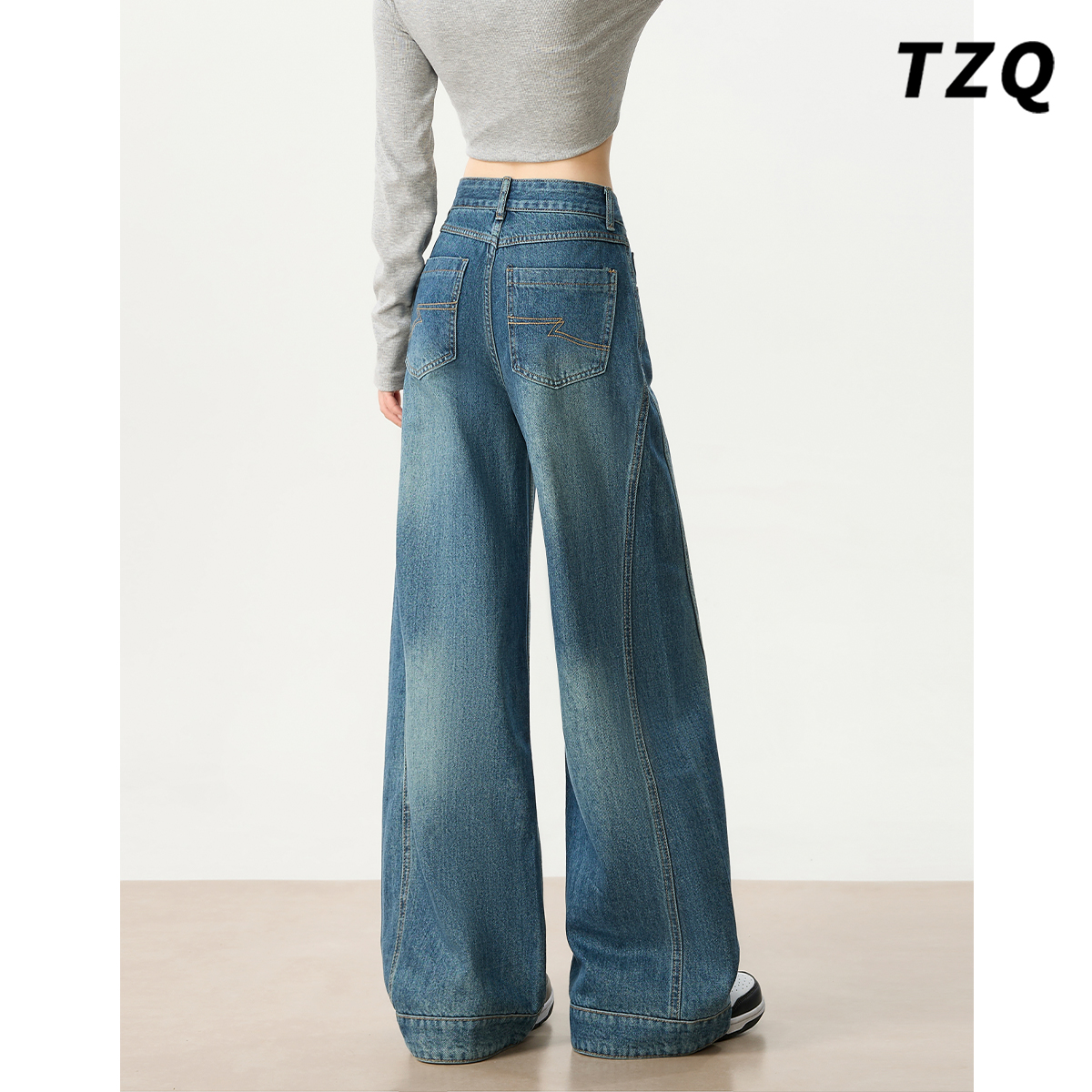 松弛感宽松百搭显瘦拖地弯刀裤子