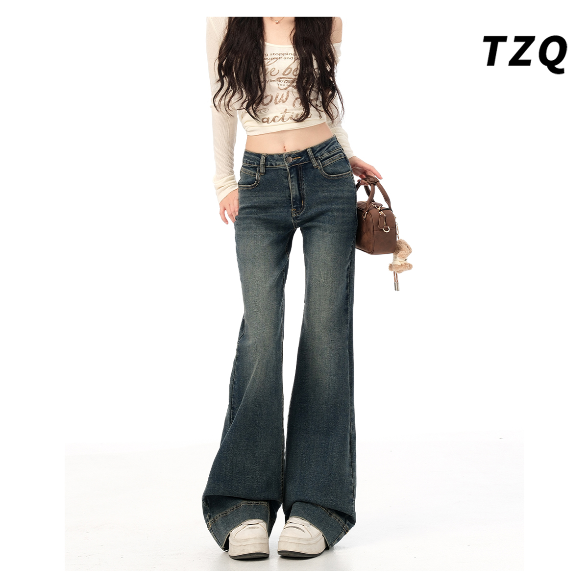 新款弹力修身显瘦不贴腿喇叭裤子