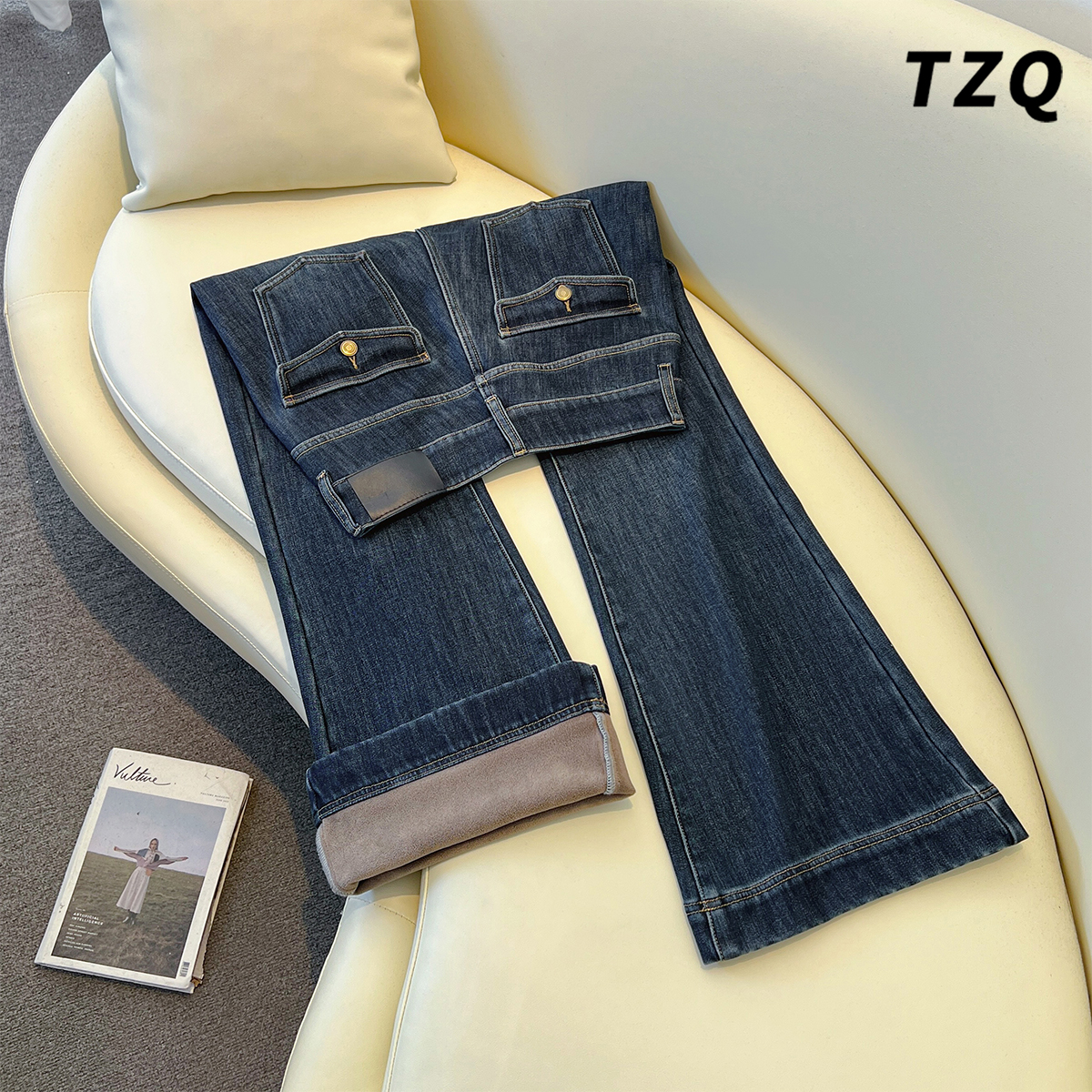 冬季新款高腰显瘦加绒保暖喇叭裤