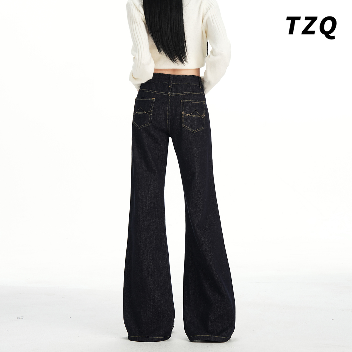 新款宽松显瘦加绒不贴腿喇叭裤子