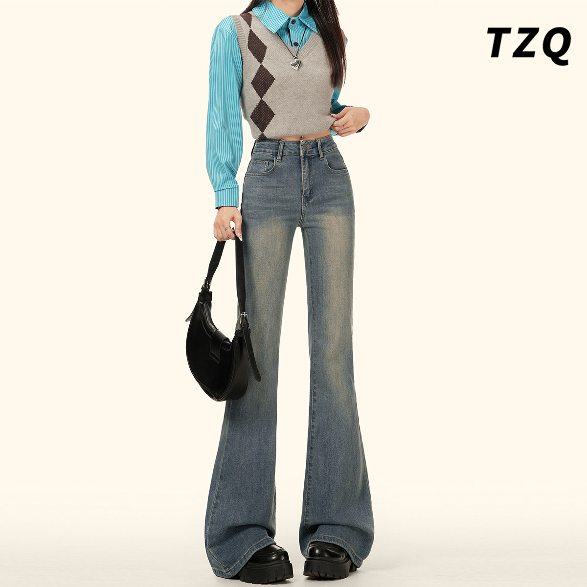 怀旧蓝百搭微喇牛仔裤女冬季新款高腰修身不贴腿垂感拖地喇叭裤子,女装/女士精品,牛仔裤,淘宝优惠券,粉丝福利购,淘宝优惠卷