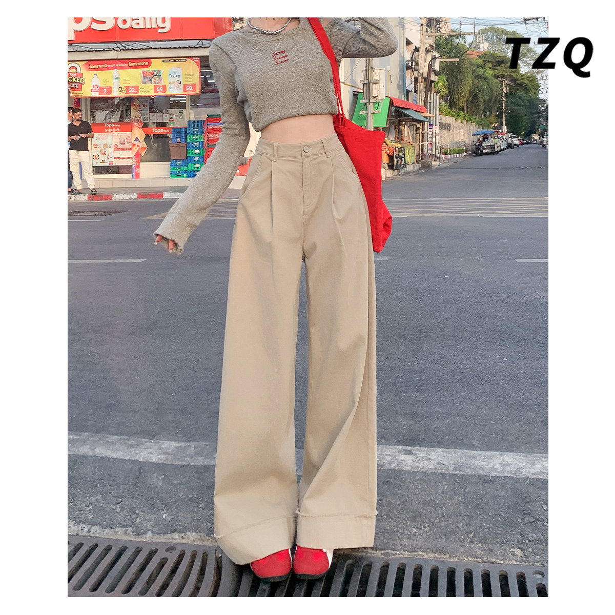 高腰时尚休闲阔腿裤女2025新款夏