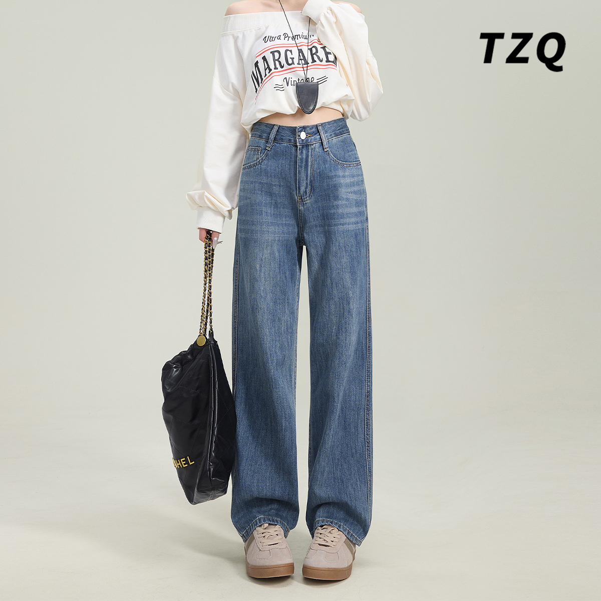 春秋季时尚百搭宽松显瘦直筒裤子