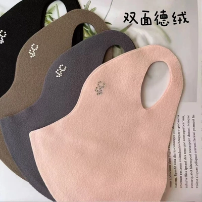 新款秋冬德绒保暖防尘面罩立体加厚显脸小透气口罩户外骑行严密防