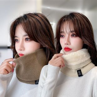 保暖围脖套针织韩版 套头围巾潮 男女通用棉毛围脖女冬情侣脖套冬季