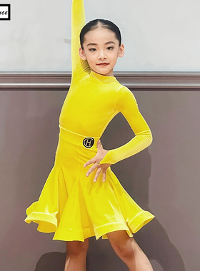 皇朝拉丁舞服女童专业比赛规定服新款表演丝绒套装 HC6317+HC7137