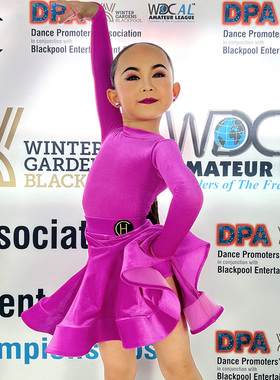 皇朝拉丁舞服女童专业比赛规定服新款表演丝绒套装 HC6317+HC7137