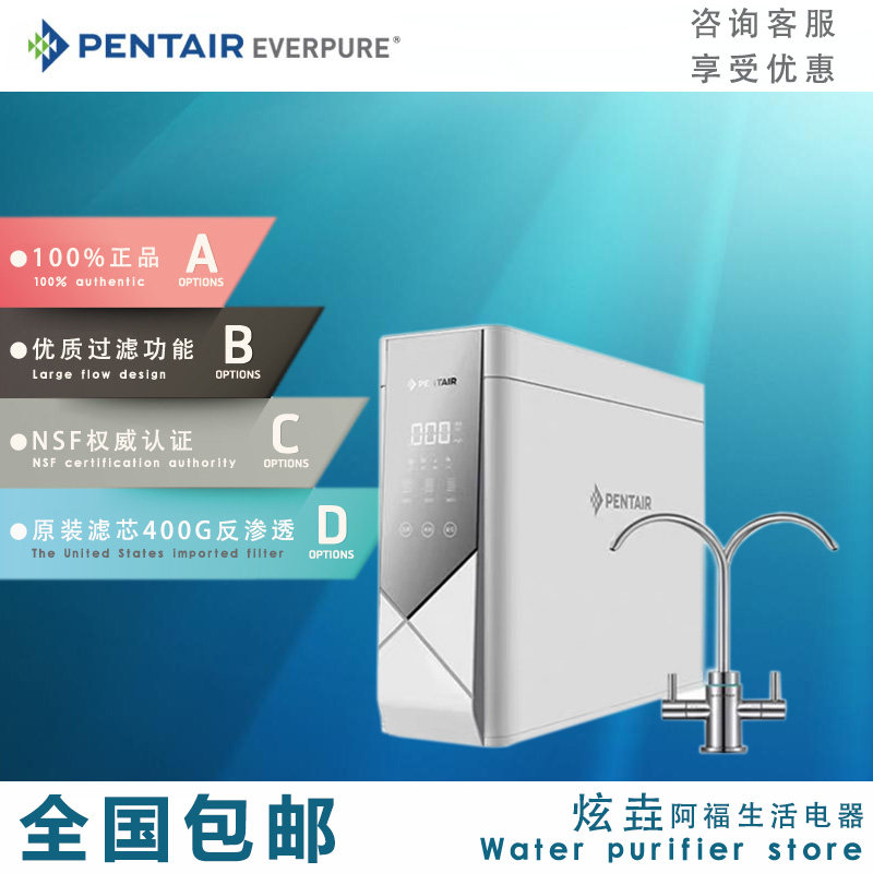 滨特尔V-4000a反渗透纯水机双出水TDS监测自动报警换滤芯RO净水器