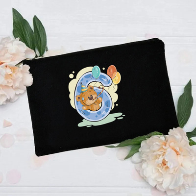 跨境Brithday Cosmetic bag 生日熊数字化妆包收纳杂物包手拿包