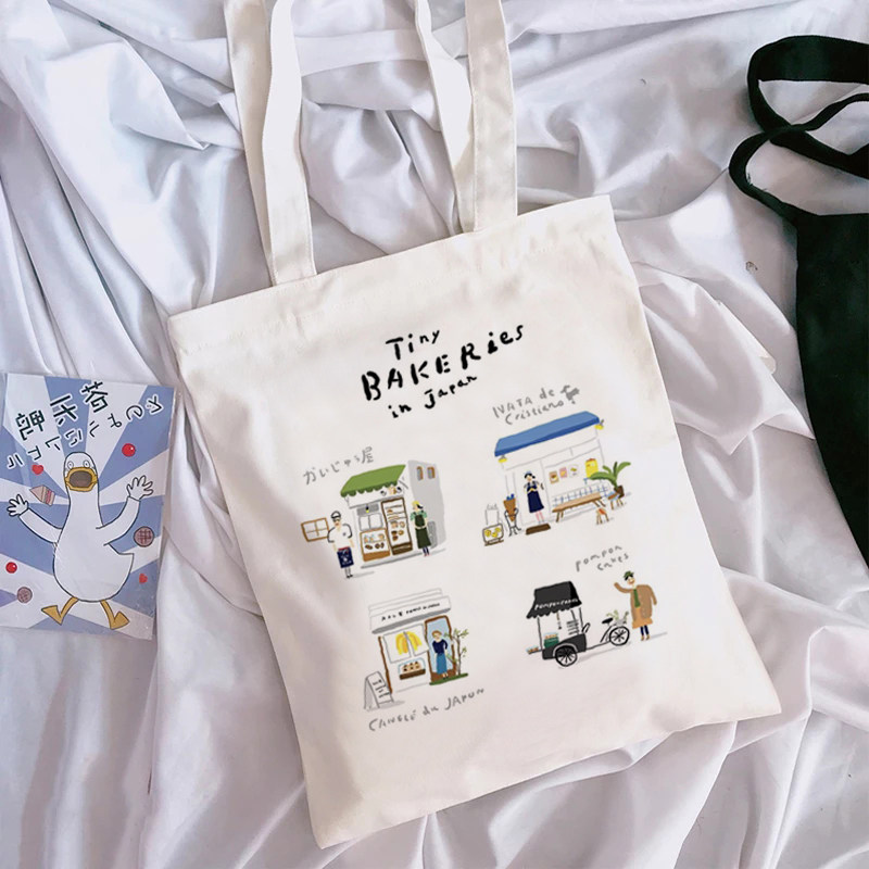 新款女士手提包原宿休闲卡哇伊印花可重复使用单肩包帆布包,箱包皮具/热销女包/男包,时尚帆布包,淘宝优惠券,粉丝福利购,淘宝优惠卷