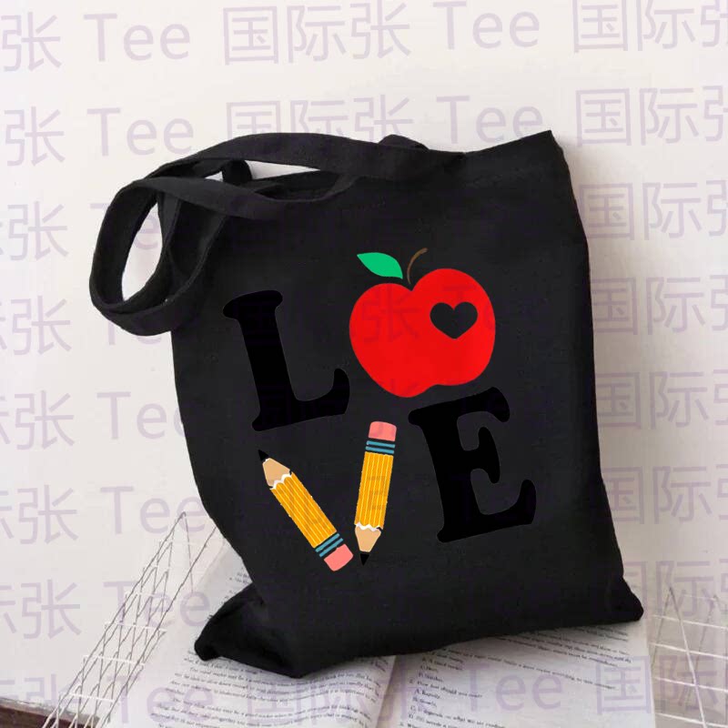 跨境热卖潮流Teacher教师节礼物个性印花帆布包单肩环保袋手提袋