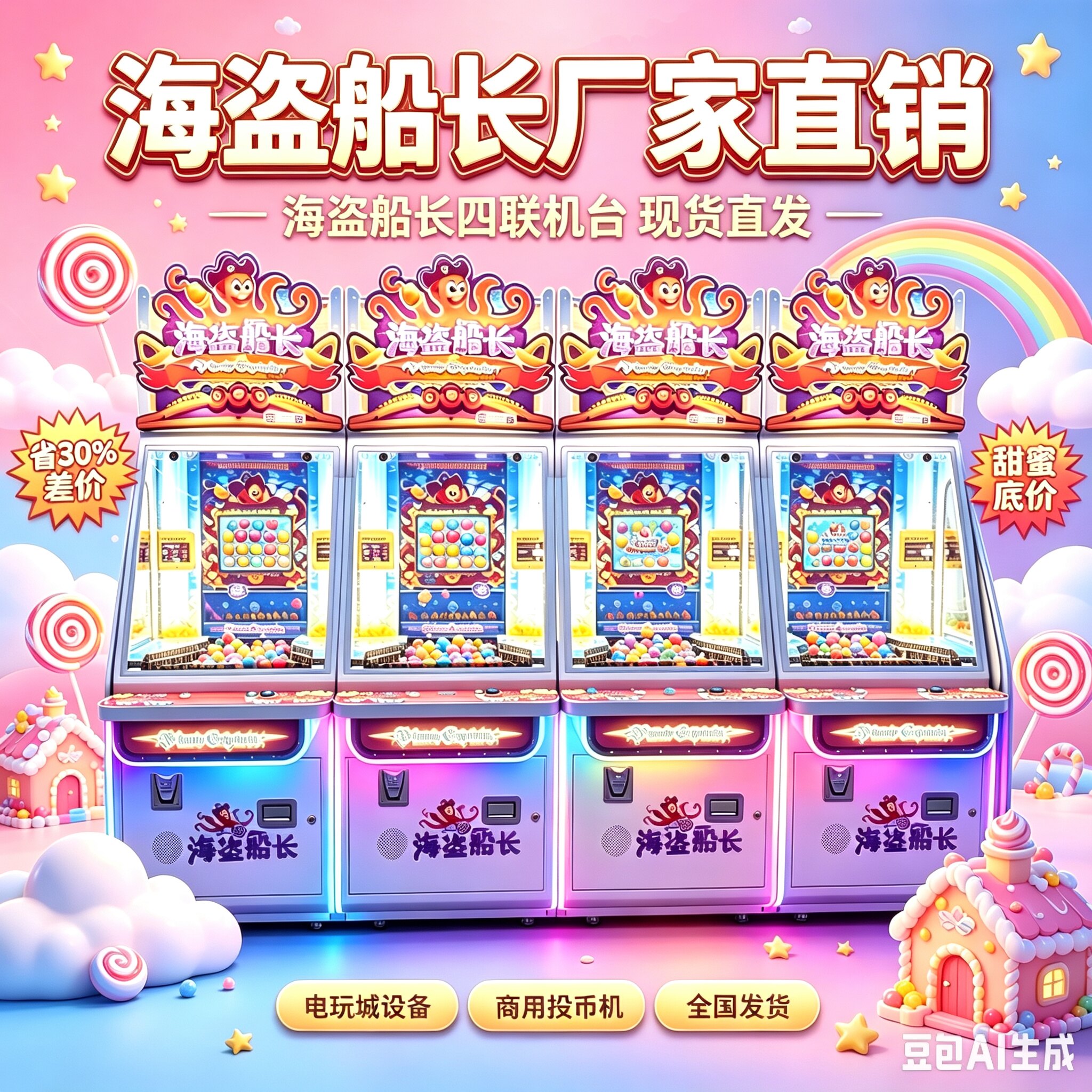 海盗船长推币机四台连机室内投币游艺机电玩城游戏厅游乐场商用