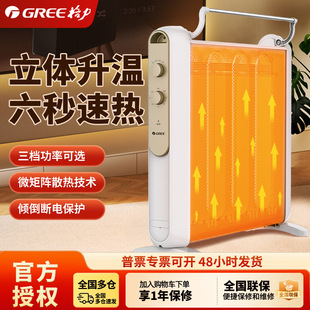 格力电暖器家用速热电热膜立体升温取暖器安全 NDYM-21白+香槟金