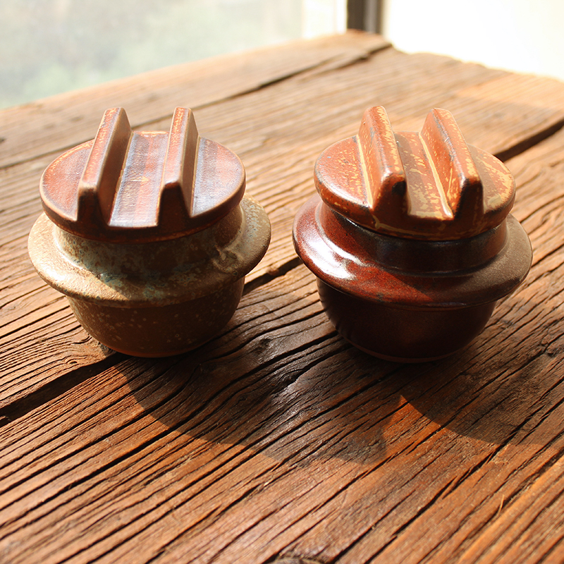 日本进口美浓烧陶瓷调料罐陶罐复古小罐子羽釜形调味罐