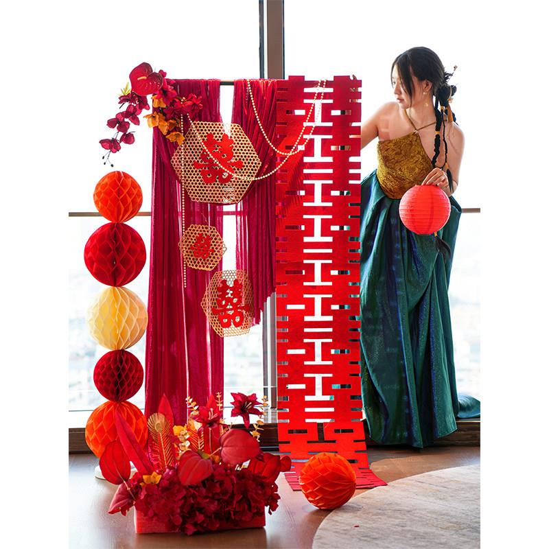 结婚布置婚房装饰套装婚礼装扮新房喜字中式订婚宴门口迎宾牌指示