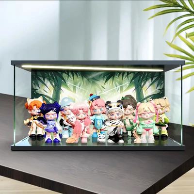 适用DORA5代百无禁忌系列盲盒手办潮流玩具场景亚克力灯光收纳盒