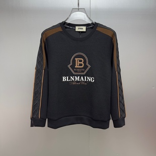 潮牌美式卫衣男时尚休闲百搭秋冬针织提花宽松圆领套头字母印花衫