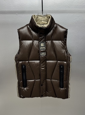 轻奢潮牌撞色拼接男士立领羽绒马甲加厚保暖时尚无袖冬季新款外套