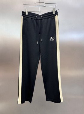 欧货高质品25秋冬加厚松弛感刺绣拼接织带装饰宽松时尚直筒休闲裤