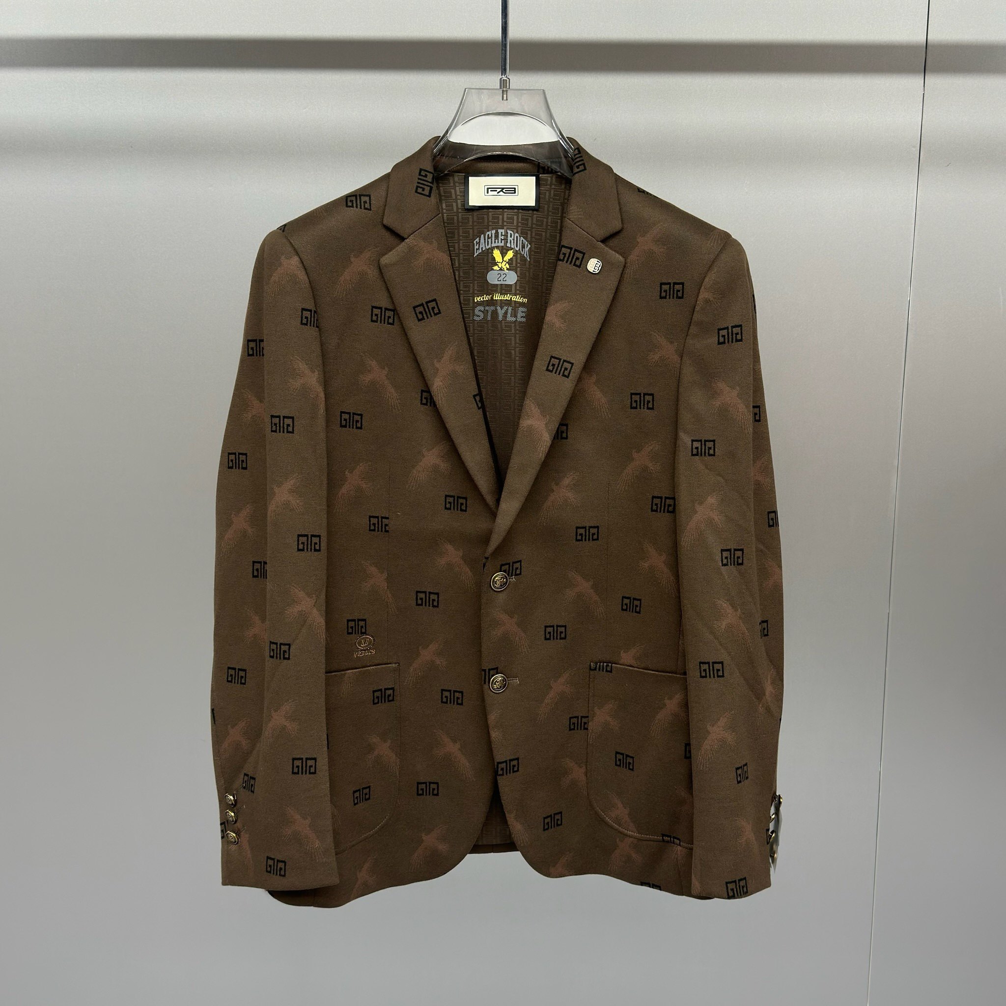 欧洲站2025秋冬季新款男士修身时尚英伦商务羊毛印花休闲西服外套