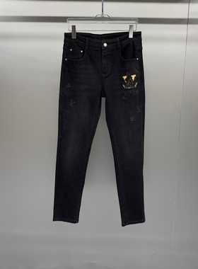 欧货潮牌高品质男士水洗牛仔裤25秋季新款字母刺绣百搭流行小脚裤