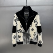 字母提花时尚 欧货个性 外套 2025冬季 新款 高级感男士 雪狼貂皮草男士