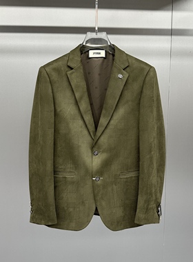 欧洲站2025秋冬季新款男士修身时尚英伦商务羊毛提花休闲西服外套