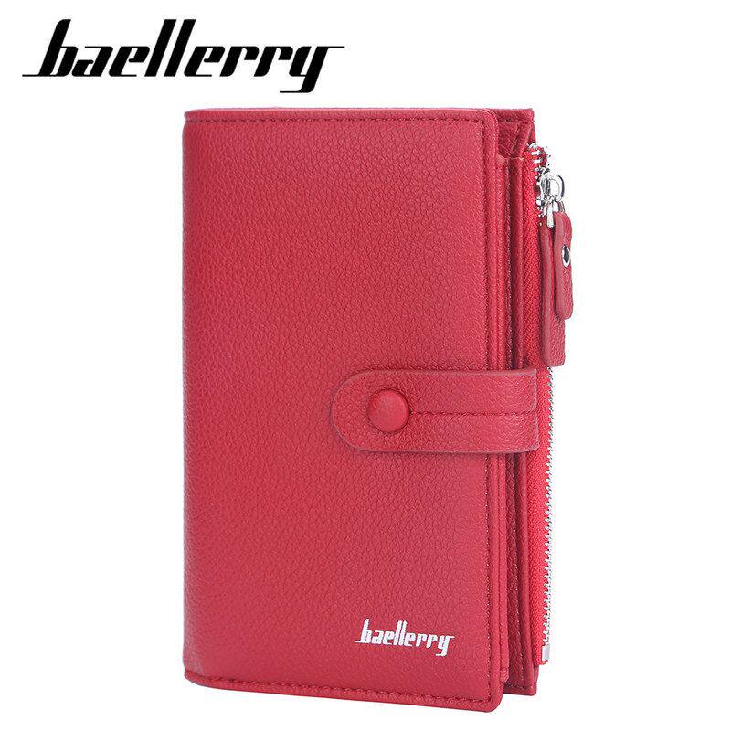 baellerry新款女士钱包韩版中长款多卡位搭扣女包百搭拉链零钱包