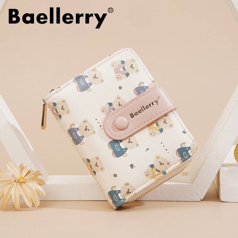 新款钱包女士短款baellerry韩版可爱卡通小熊按扣皮夹拉链零钱包