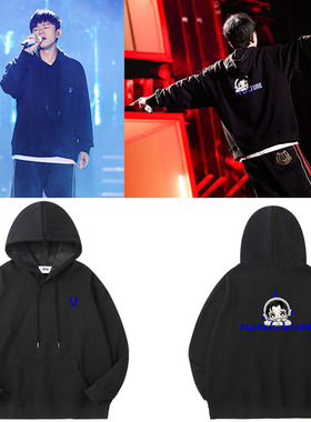 张杰未live北斗巡演唱会同款卫衣服宽松印花男女运动套头连帽衫