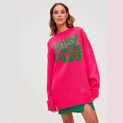 Winter long sleeved letter knitted sweater women's pullover