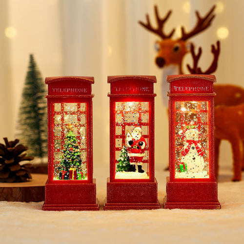 圣诞Christmas glow decorations interior view telephone booth