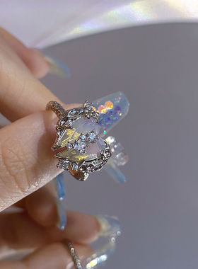 高级感冷淡风戒指爱心锆石戒指女